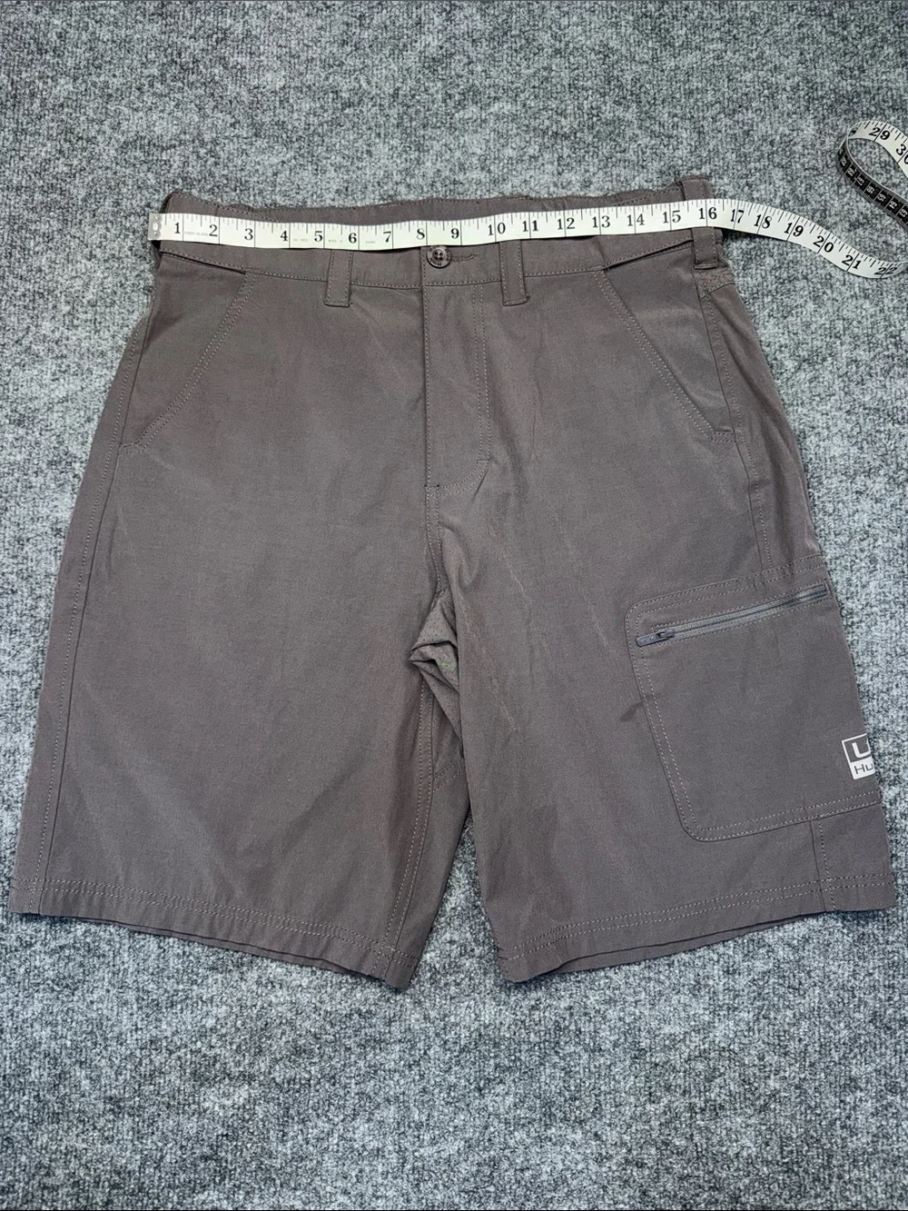 Huk Men's Brown Cargo Shorts with Zip Pocket